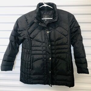 London Fog Down Puffer Jacket Quilted Long Black XL‎ Button Womens